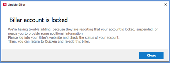 Online Bill Center Error: “Biller account is locked”    