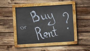 buy or rent written on chalkboard