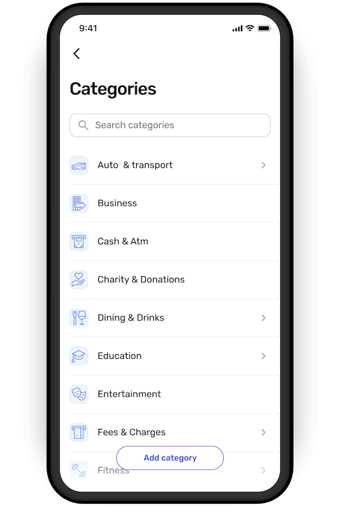 Add custom categories user interface