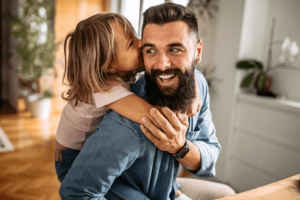 Family fun at home father and daughter