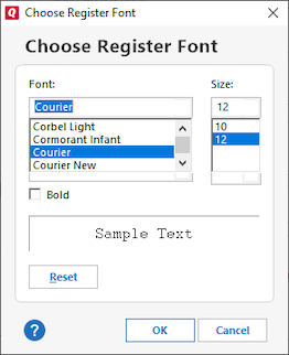 Fonts menu