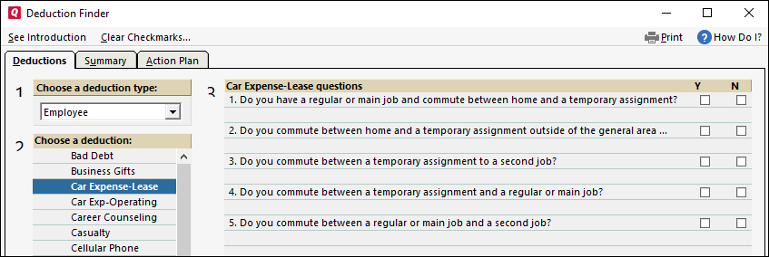 Deduction Finder User Interface