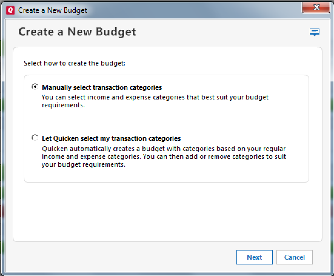Create a New Budget user interface