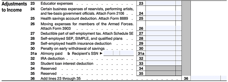 Schedule 1 of the 1040 form