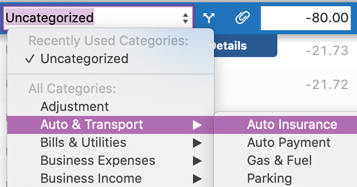 Categorize Accounts interface