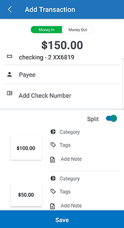 add a split transaction