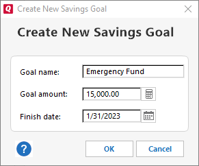 Create New Savings Goal User Interface