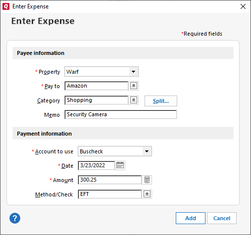 Enter Expense User Interface