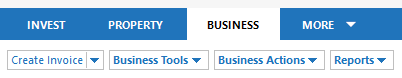 Business Tab inside Quicken software