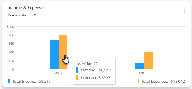 Income and Expense Chart Interface