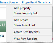 Properties menu