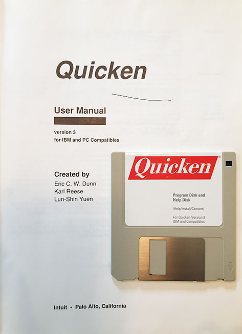 Quicken paper user manual with floppy disk