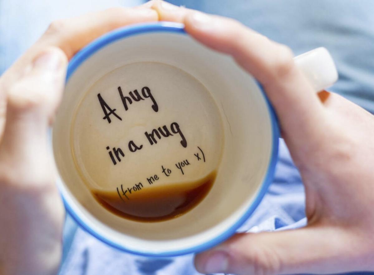 Mug with the message 'hug in a mug'