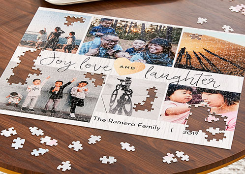 Family on a jigsaw puzzle collage made by shutterfly