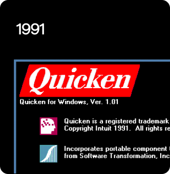 1991 Quicken Windows version 1.01 logo