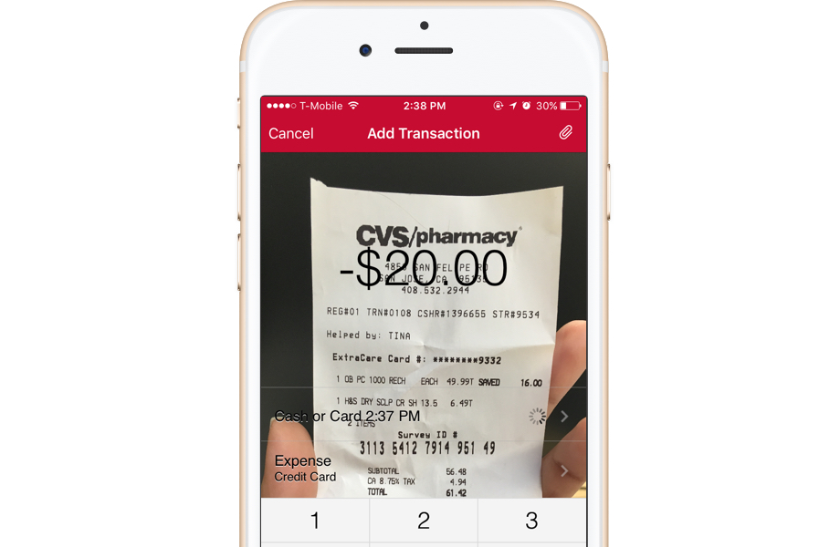 Quicken online mobile app IOS Android receipt tracking taxes