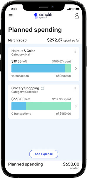 Image of spending plan at the beginning of the month