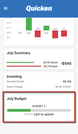 How to view and edit your budget in the Quicken Mobile App