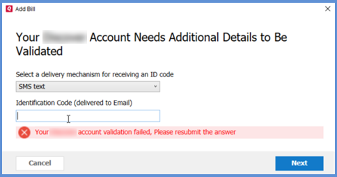 Online Bill Center Error: “Account Validation Failed”