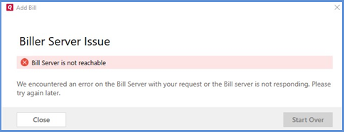 Online Bill Center Error: “Biller Server Issue”