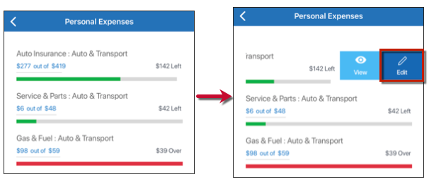 How to view and edit your budget in the Quicken Mobile App