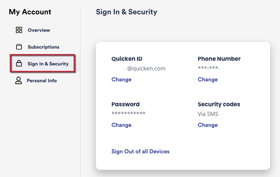 How to update your Quicken ID profile information (email address, phone number, or password)
