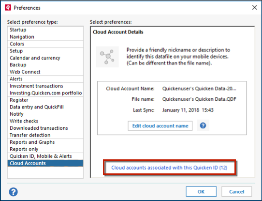 How to edit or delete your Cloud datasets in Quicken for Windows
