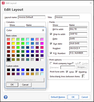 How to design an invoice in Home & Business 