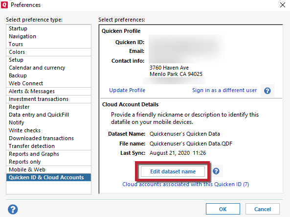 How to edit or delete your Cloud datasets in Quicken for Windows