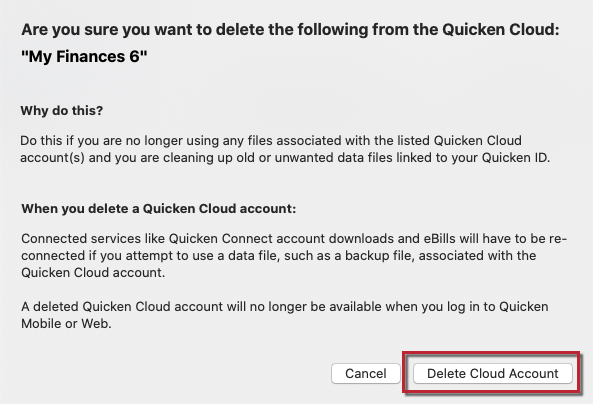 How to edit or delete your Cloud datasets in Quicken for Mac