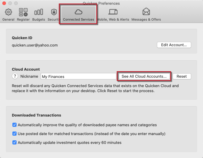 How to edit or delete your Cloud datasets in Quicken for Mac