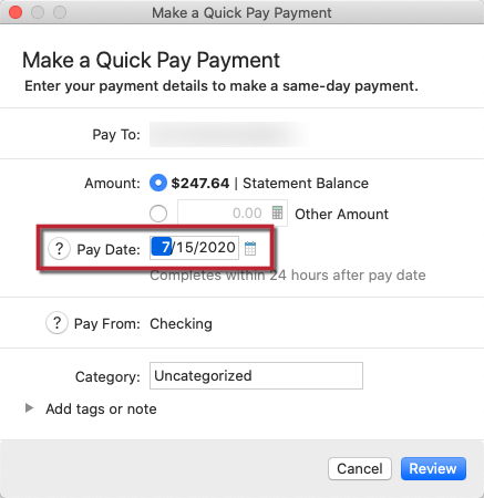 Quicken Bill Manager: Scheduling Future-Dated Payments In Mac