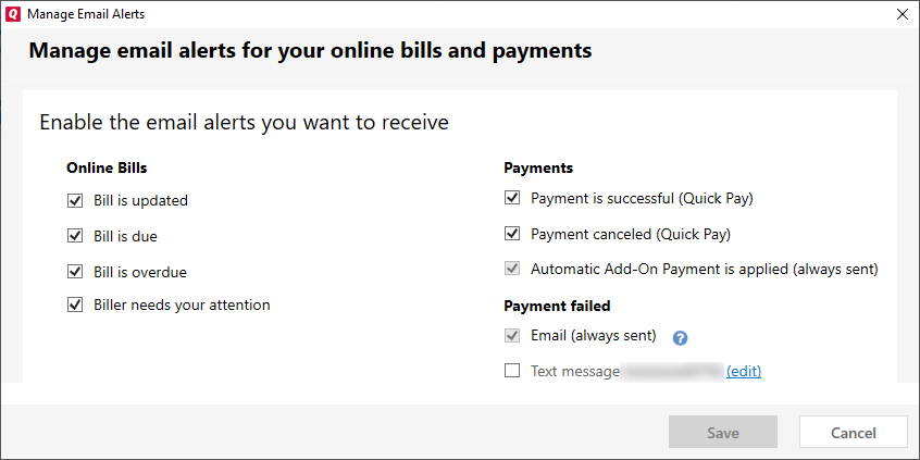 Quick Pay: Setting Your Payment Alert Settings