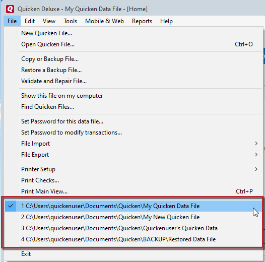 How do I create a new Quicken data file