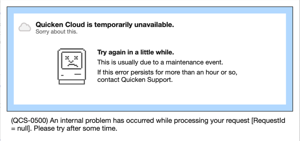 Error When Updating Accounts: QCS-0500
