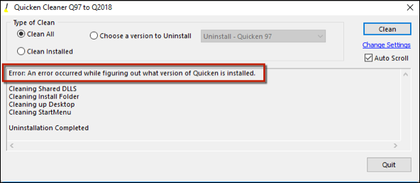 Usando o QcleanUI para corrigir problemas de instalação com o Quicken para Windows