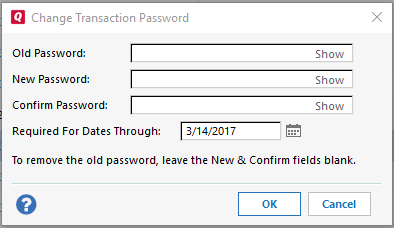 Adding and Removing Data File and Transaction Passwords in Quicken for Windows