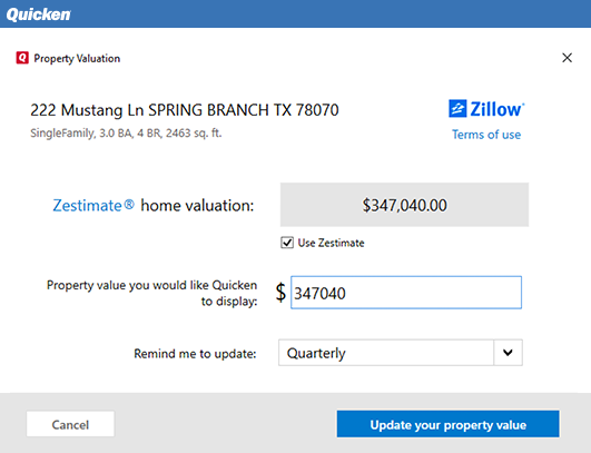 Automatically track your home value with Zillow (Windows only)