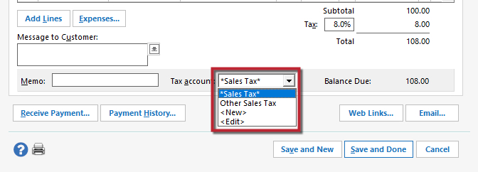 Working With The Sales Tax Account