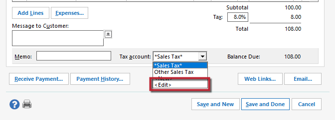Working With The Sales Tax Account