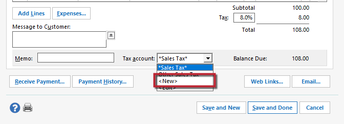 Working With The Sales Tax Account