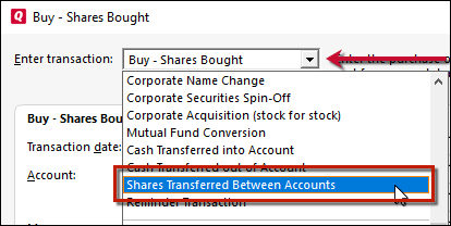 How Do I Transfer Shares in Quicken for Windows?