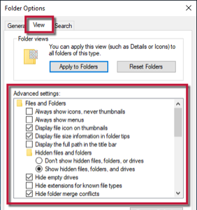 Show Hidden Files and Folders