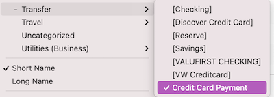 select credit card payment in dropdown