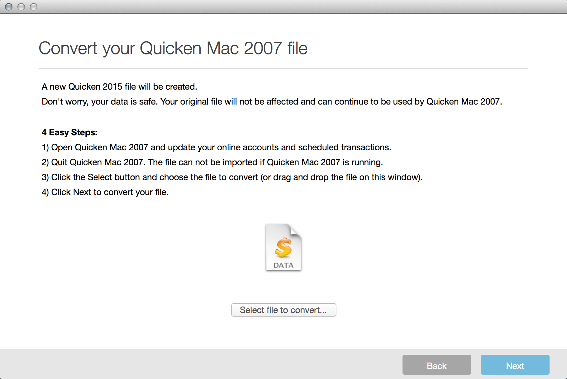 Converting Your Data (Quicken for Mac)