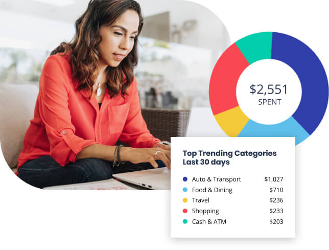 woman managing her money with charts and tables