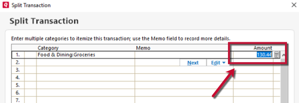 Record a Split Transaction